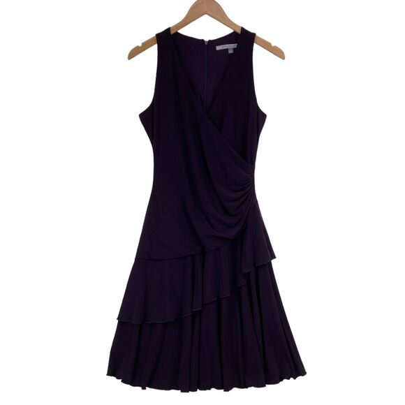 Carmen Marc Valvo Fit & Flare Dress Womens Size 8 Purple Sleeveless Back Zipper - Picture 1 of 16